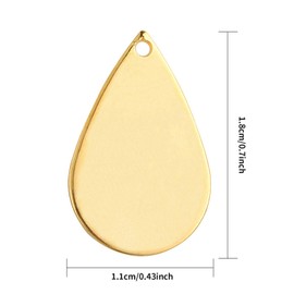 NUORUI 20 Pcs Blank Stamping Tag Brass Pendants Charms for Jewelry Making (Gold Teardrop)