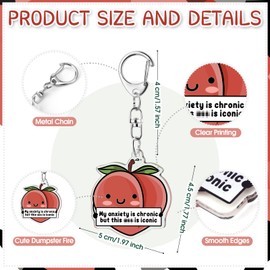 Ferreve 20 Pcs Nurse Appreciation Gift Bulk Peach Keychains Mental Health Stress Relief Gifts for Nurse Teacher Employee Coworker Staff