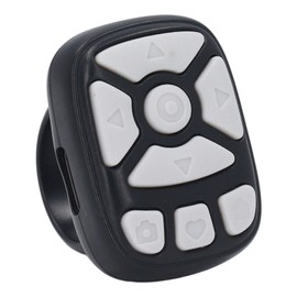 BT Fingertip Remote Control, Smart Scrolling Ring Cordless Page Turner Support Camera and Video Remote, for iOS 15, for Swiping Liking Taking Photos Recording Videos (Black)