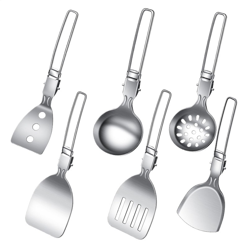 Camp Kitchen Set,6 Piece Folding Soup Spoon Travel Utensils Kit