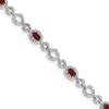 Sterling Silver Diamond & Garnet Oval Link Bracelet
