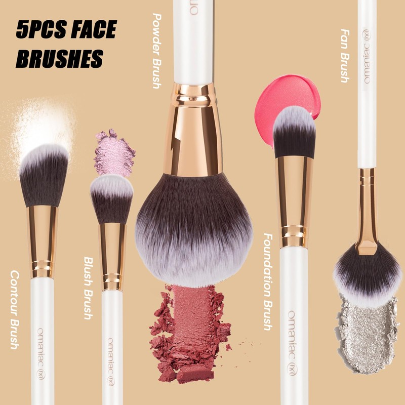 OMANIAC OMANIAC Professional Makeup Brushes Set (12Pcs), Pearl Flash Handles,