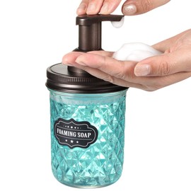 Mason Jar Bathroom Accessories Set - Includes Mason Jar Foaming Hand Soap Dispenser and Toothbrush Holder - Rustic Farmhouse Decor Apothecary Jars Bathroom Countertop and Vanity Organizer (Bronze)