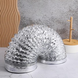 7 Inch Flexible Dryer Vent Exhaust Duct Hose, 5 Feet Long Aluminum Non-Insulated Vent Ducting for HVAC Ventilation Heating Systems