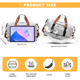 lafo Sports Bag & Travel Bag for Men and Women, Weekend Bag, Gym Bag, Waterproof Swimming Bag with Shoe Compartment & Wet Compartment, for Travel, Holiday, Gym, Sports, Fitness, Duffel Bag, khaki,