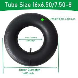 2-Pcs 16x6.50-8 Tube 16x7.50-8 Inner Tube 16x650-8 16x750-8 Straight Valve Stem for Lawn Mowers/Snow Blowers/ATVs/Go Kart and More