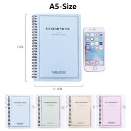 Spiral Notebook Set, BUDOME College Ruled Spiral Notebook A5 [4 Pack], 60 Sheets / 120 Pages Spiral Bound Notebook, Perfect to Stay Organized and Boost Productivity at Work or School