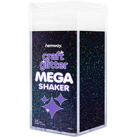 Hemway Bulk Glitter 425g / 15oz MEGA Craft Shaker Glitter for Nails, Resin, Tumblers, Arts, Crafts, Painting, Festival, Cosmetic, Body - Fine (1/64" 0.015" 0.4mm) - Black Holographic