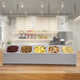 AGULIUM Stainless Steel Seasoning Containers with Lid, 5 Compartments Stainless Steel Seasoning Box, Rectangle Masala Dabba Spice Container, Indian Masala Box Organizer for Kitchen Pantry Use