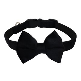 WDPAWS Dog Collar with Bowtie Soft Velvet Material with Quick Release Buckle for small dogs (Black, S)