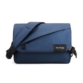 FuninCrea Men's Shoulder Bag, 4 Zip Pockets, Messenger Bag for Men, Flap Style Crossbody Bag with Removable Shoulder Strap and Key Ring for Daily Use, blue