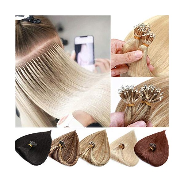 Nano Ring Hair Extensions Human Hair Nano Beads Pre Bonded