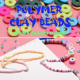 2000pcs Dark Blue Clay Beads for Bracelets Making, Flat Round Polymer Clay Beads 6mm Spacer Heishi Beads for Jewelry Making Earring Bracelets Necklace