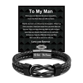 GBTBYS To My Man Bracelet, Valentines Day Gift for Men, Infinity Knot Leather Bracelets for Men Husband Boyfriend Fiance, Anniversary Birthday Gifts for Him