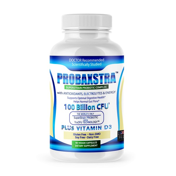 PROBAXSTRA - SuperStrain Probiotic+Multivitamin Daily Supplement w/Vitamin D3 - 100 BILLION CFU for Men-Women - Fast Acting - 90 Veggie Capsules