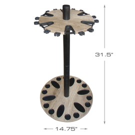 Rush Creek Creations Round Spinning 24 Fishing Rod Rack with Dual Rod Clips, Barn Wood