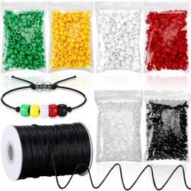 XunYee 1200 Pcs Plan of Salvation Bracelet Bead Bulk Wordless Faith Bracelet Clear Red Black Green Yellow White Beads with 100 Yards Waxed Cotton Thread Cord Christian Bible Teaching Craft Kits