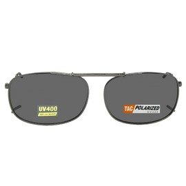 Rectangle Polarized Clipon Sunglasses (Pewter-Gray Polarized Lens, 54mm Width x 37mm Height)