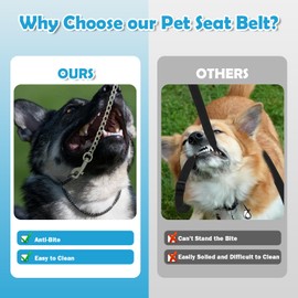 EFUTURETIME Bite Resistant Dog Lead Chain 85 cm, Dog Belt Short for Car Rear Seat, Dog Buckle, Safety Belt, Dog Stainless Steel 304, Dog Lead Chew Proof for Small/Large Dogs, Cats