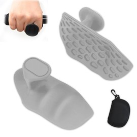 Yharnamite 1 Pair Anti-Slip Workout Grips with Storage Pouch, Ergonomic Rubber Hand Protector Gloves for Weight Lifting, Pull-Ups, Gym Training and Exercise for Men and Women (Grey)