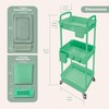 Inspired Living 3-Tier Plastic Rolling Utility Cart with Handle, Lockable