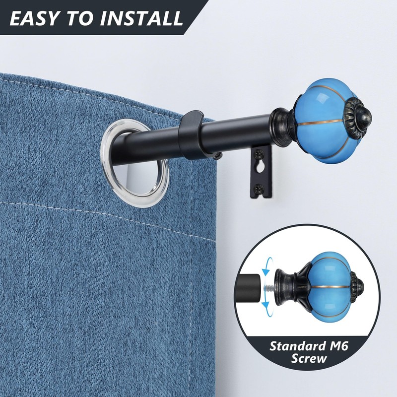 Ceramic Curtain Rods for Windows 48 to 84 Inch,1 Inch