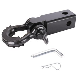Angcosy Tow Hook Hitch Receiver 2" - 45,000 Lbs Break Strength Heavy Duty Receiver with 5/8" Screw Pin, 3/4 Shackle - Towing Accessories for Vehicle Recovery Off-Road, Sleek All-Black Design