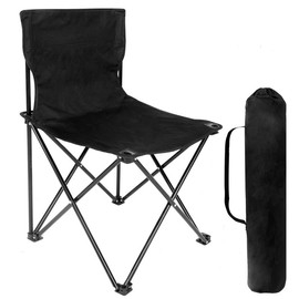 YSSOA Portable Folding Camping Chair with Carry Bag for Adults, Collapsible Anti-Slip Padded Oxford Cloth Stool for Beach, Hiking, Fishing, Gardening, Picnic Color: Black, Size: Small - option: Black + Metal-1