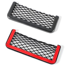 DEDC 2 Pieces ABS Plastic Frame Car Storage Net Bag Phone Car Mesh Net Holder RV Storage Boat Cargo Pocket Organizer Framed Mesh Net Pocket with Screws for Auto RV Net (8 x 3.1 Inch)