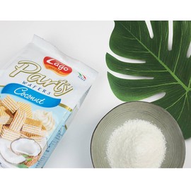 Gastone Lago Party Wafers Cookies With Coconut Cream Filling 8.82 oz, 250g (Pack of 3) (Coconut, 3-Pack)