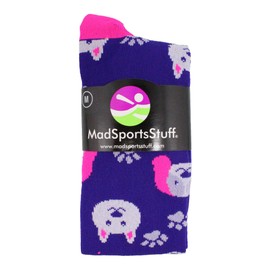 MadSportsStuff Neon Puppy Dogs Over The Calf Socks (Purple/Neon Pink, Small)