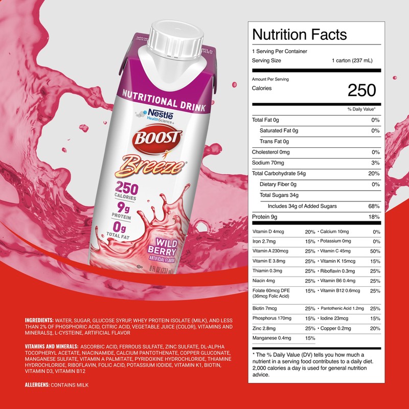 BOOST Breeze Clear Nutritional Drink - 250 Calories - 19