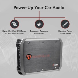 Rockville RXD-M1 2000W Mono 1-Ohm Car Amplifier, Dyno-Certified, Class-D, MOSFET, Adjustable Crossover, Remote Control, Perfect for Car Audio and Subs
