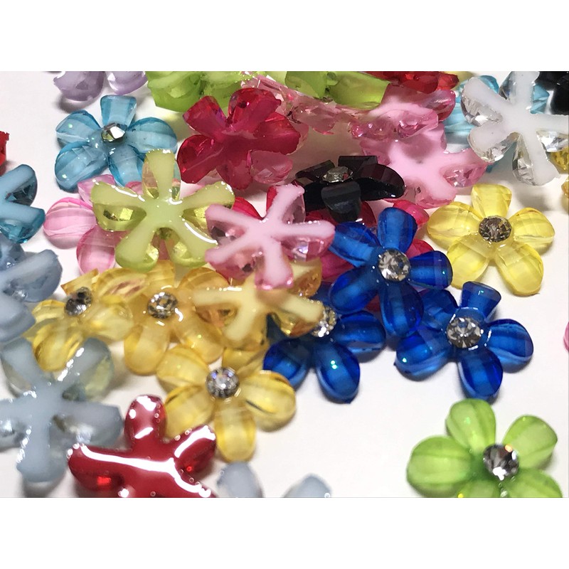 100 Pcs Deco Parts Flower 10mm Bling Rhinestone Nail Flower