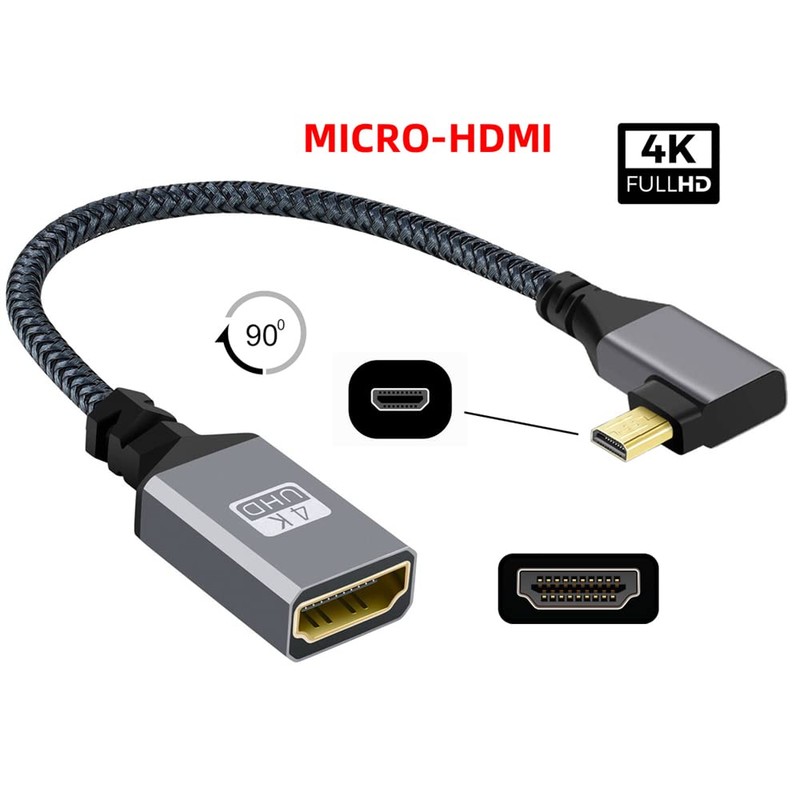 cablecc Cable de extensión 4K tipo D de 90 grados