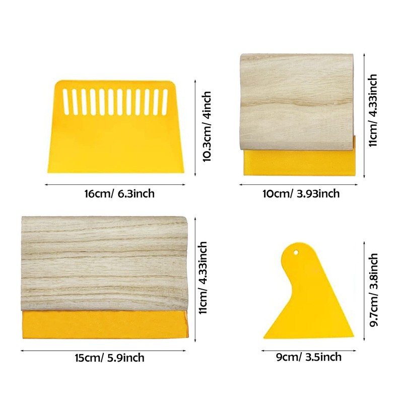 Cayway 5 PCS Screen Printing Squeegees, Durable, Abrasion-Resistant, Water- and