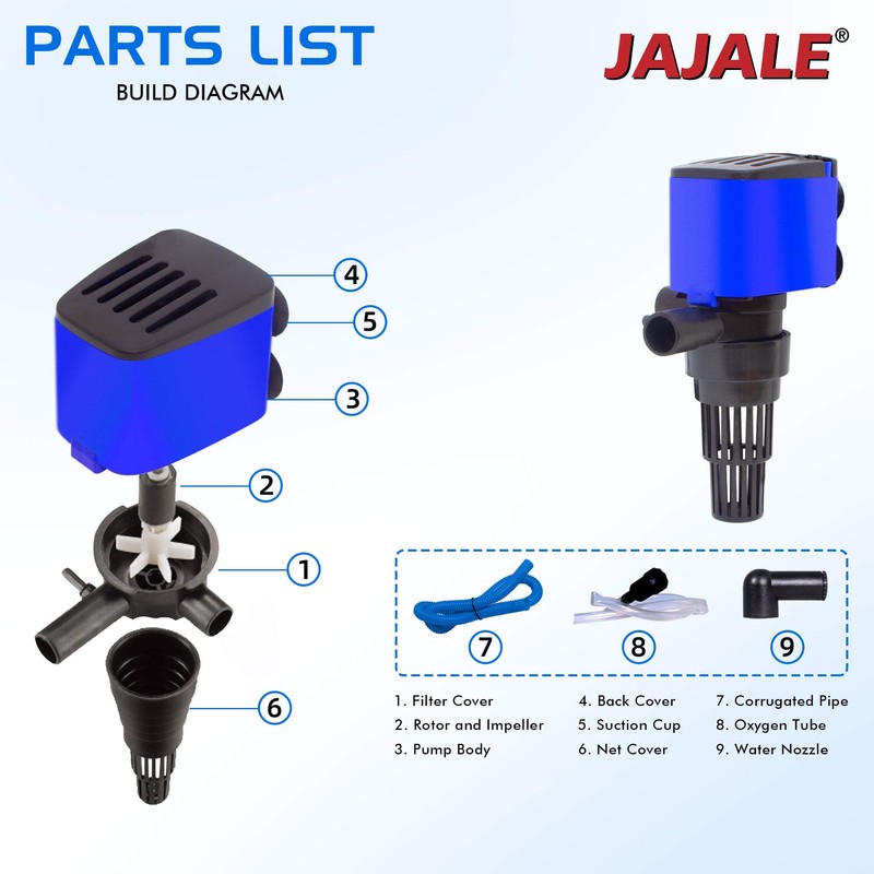 JAJALE 210 GPH Powerhead Submersible Pump - 3 in 1