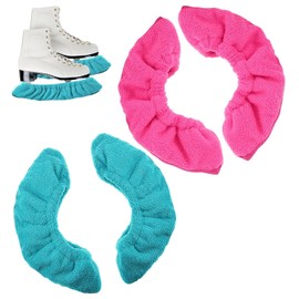 SLEEKEE 2 Pairs Skate Shoe Covers, Skating Protective Equipment, Skate Shoe Accessories, Elastic Skate Shoe Covers (Blue, Pink)