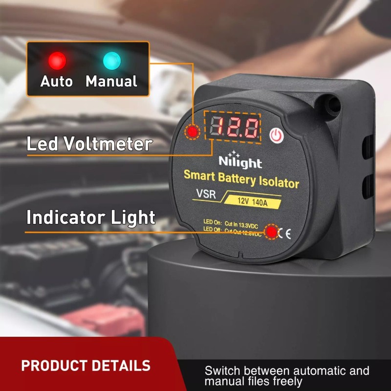 Nilight 12V 140AMP Dual Battery Isolator Kit with 6 AWG