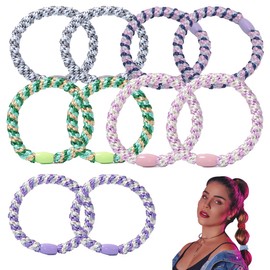 JRYXDS Pack of 10 Elastic Hair Tie for Women Girls, Elastic Cable Elastic, Cotton Soft Woven Ponytail Multicoloured Elastic Bands, for Women and Girls, Double Mixed Colours