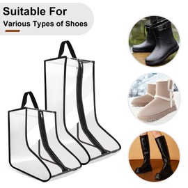 CiBiZi Clear Boot Bags Organizer for Travel Waterproof Cowboy Boots Bag Portable Shoe Travel Bag for Women Hangable Ski Boot Bag Dust-free Tall Boot Storage Bag