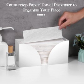 2PCS White Paper Towel Dispenser Countertop, AcrylicPaper Towel Holder for Bathroom Folded Paper Towel Dispenser Clear Trifold Paper Napkin Holder for Z-fold C-fold MultiFold Trifold - Home Kitchen