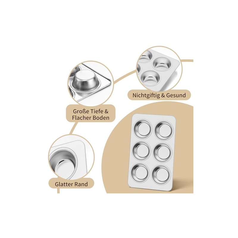 Herogo Stainless Steel Muffin Baking Mould for 6 Muffins, 29