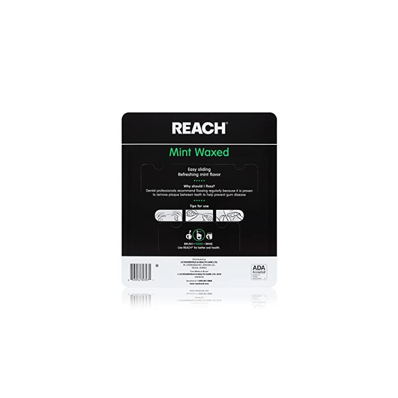 Reach hilo dental encerado para eliminar placa y alimentos, refrescante