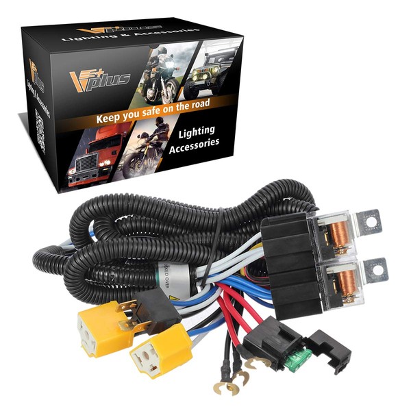 Partsam 1Set H4 Headlight Relay Harness Kit for 7x6 5x7