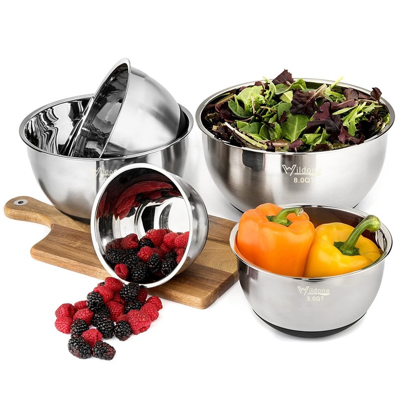 Wildone Mixing Bowls with Airtight Lids, Stainless Steel Nesting Mixing