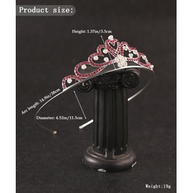 Yheahin Shiny Silver Crystal Tiara and Crown Pearl Rhinestone Heart Shape Princess Tiara Wedding Birthday Costume Hair Accessories for Girls (Peachy pink-pearl)