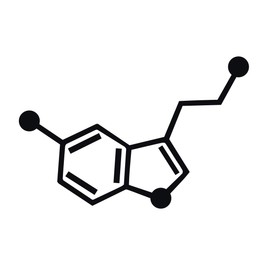 Applicable Pun Serotonin Seratonin - Happiness - Central Nervous System - Chemical Compound Skeletal Formula - Vinyl Decal - Black 11 Inches Wide