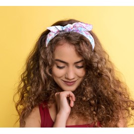 Arumary Soft Cotton & Viscose Floral Bandanas, Hair wrapper, Headband, Handkerchief, Hair scarf, Neckerchief, 21”X21” (Violet)