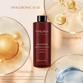 500ml Lash Shampoo Bulk, High-Purity Eyelash Cleanser for Extensions, Safe Makeup Remover, Non-irritating or Burning Formula Eyelid Foaming Cleanser for Professional Salon and Home Use (Unscented)